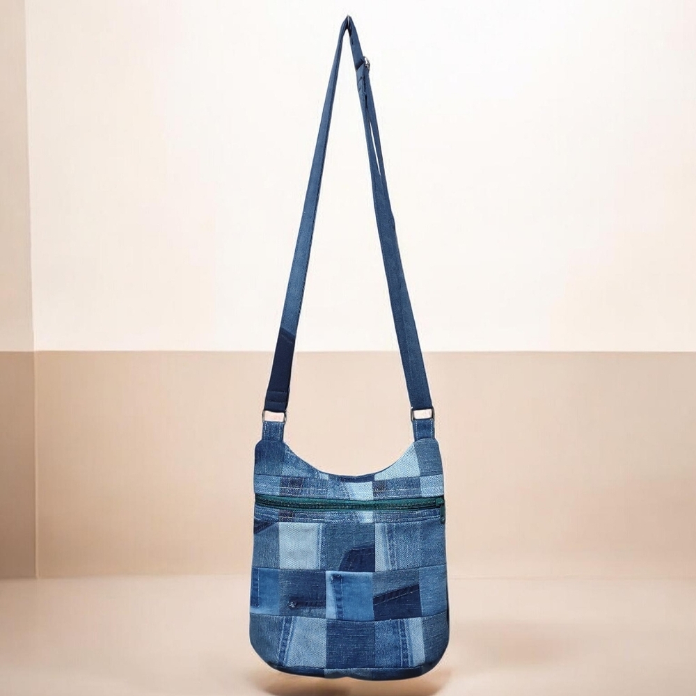 Handmade Upcycled Denim Crossbody Bag 22